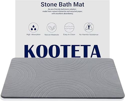 Miniatura 1 de KOOTETA Tapete de baño de piedra, tierra de diatomeas, súper absorbente, antideslizante, de secado rápido, fácil de limpiar, ideal para baño, suelo