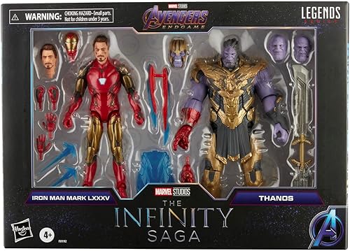 Marvel Hasbro Legends Series - Figura de acción a escala de 6 pulgadas, paquete de 2 juguetes Iron Man Mark 85 vs. Thanos, personaje Infinity Saga,