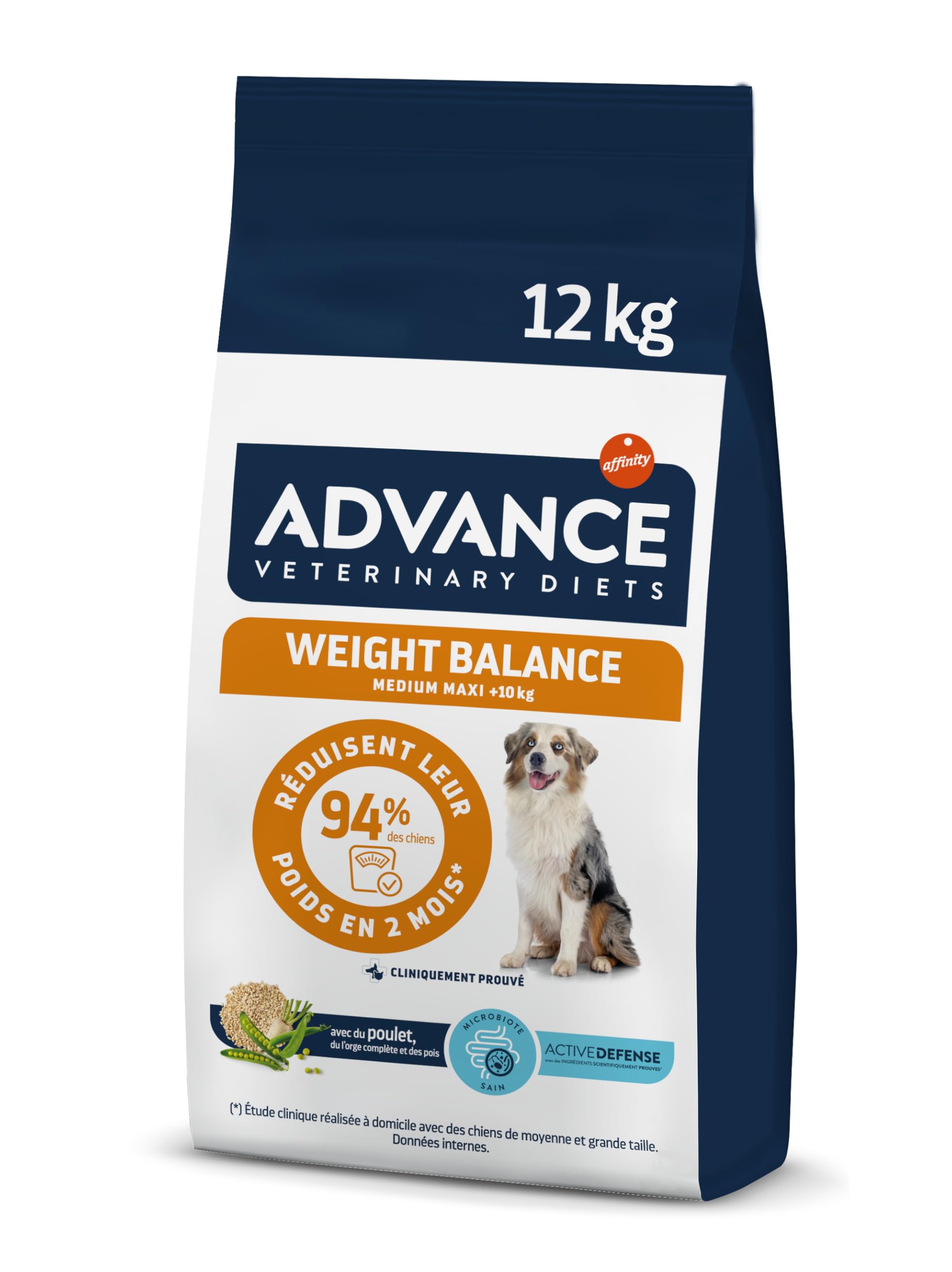Advance Veterinary Diets Weight Balance Medium & Maxi - Croquettes pour Chiens avec des Problèmes de surcharge pondérale - 12kg