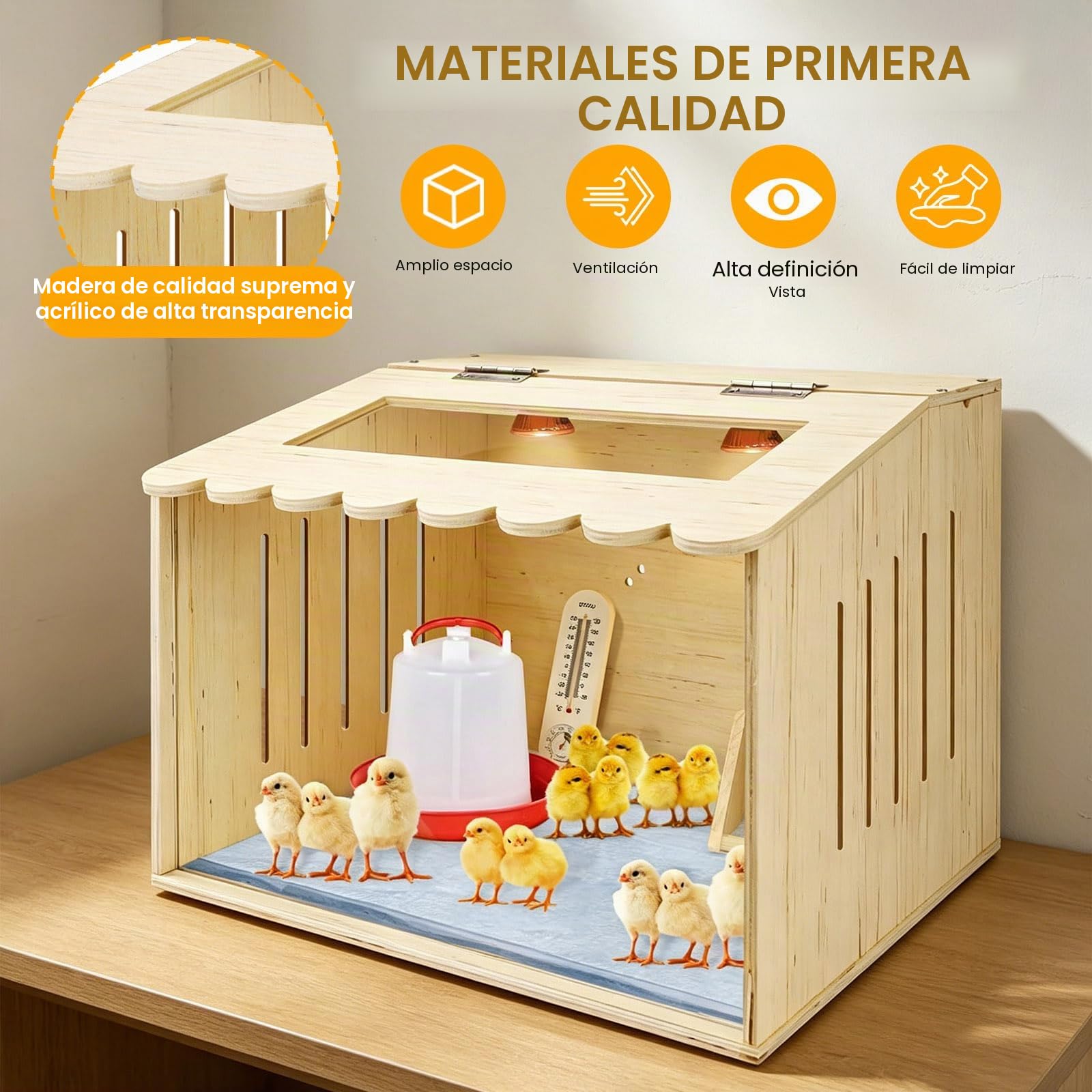 Jaula de codorniz de madera para hámsters, patitos, erizos, lagartos, gallinero (40 x 30 x 30 cm)