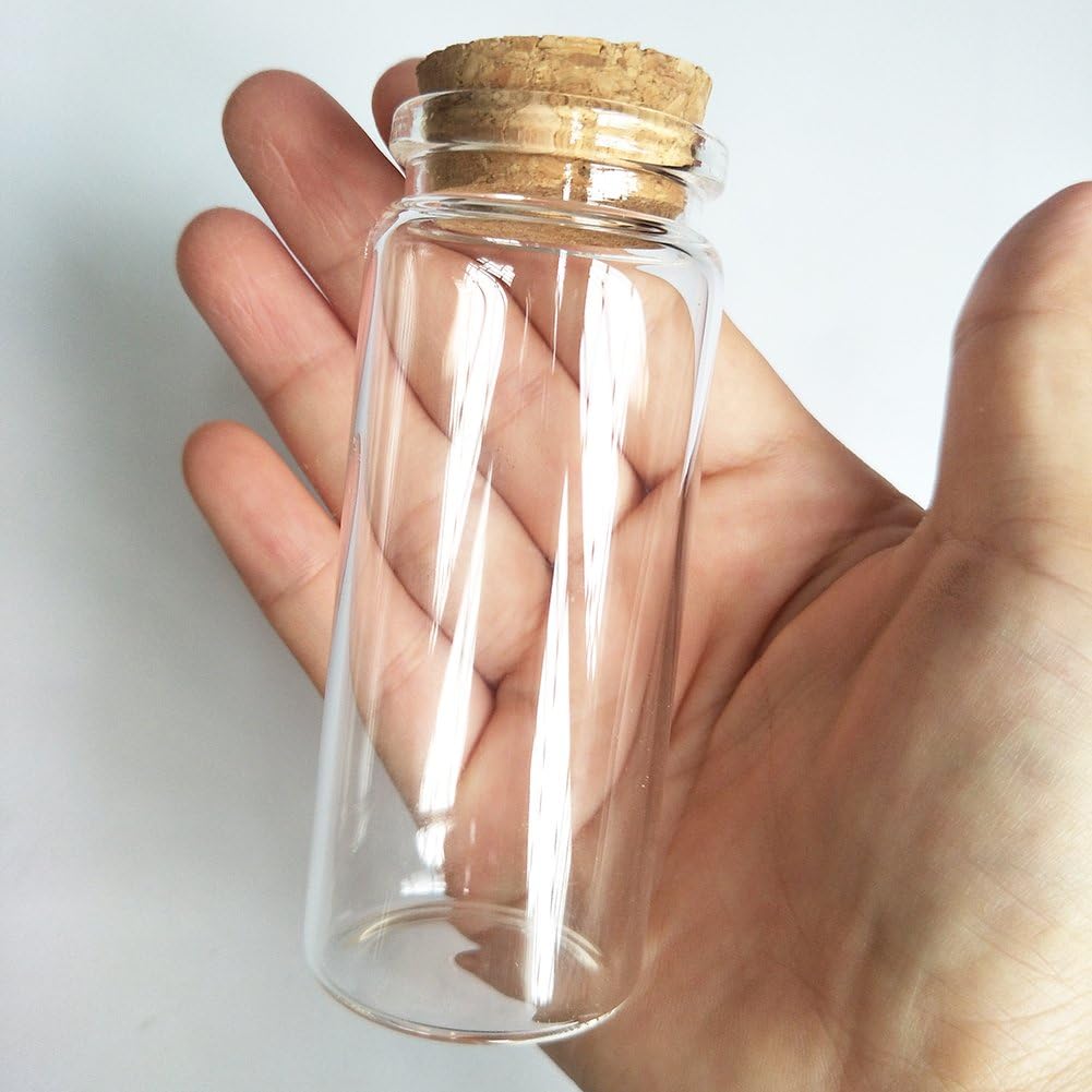 6pcs 65ml Small Mini Glass bottles Vials Jars Glass with Cork Stoppers DIY Decoration 65ml 37x90mm(1.18x3.54inch)
