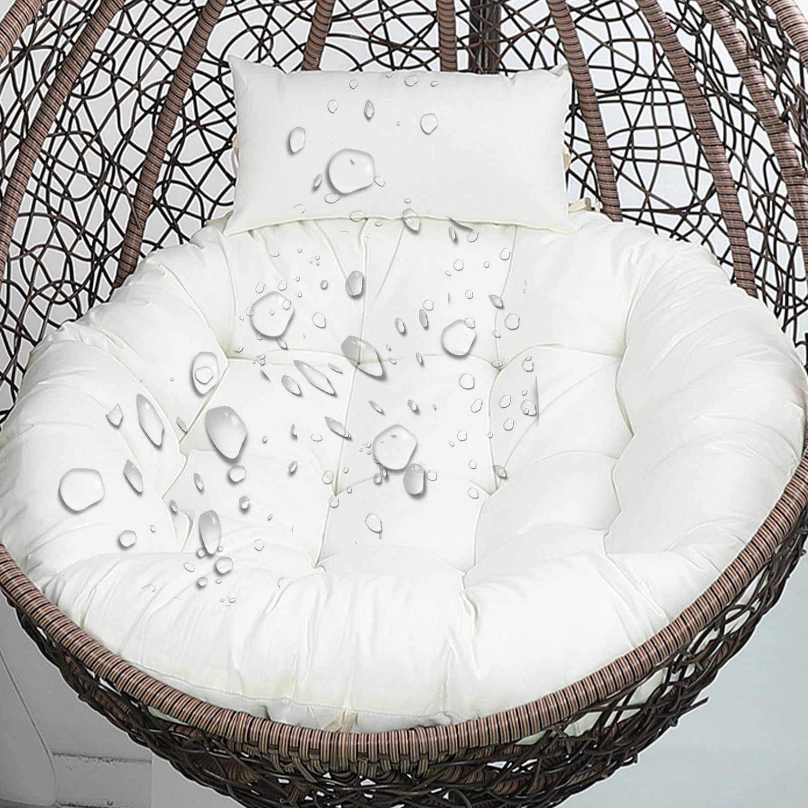 Gemütliches Wasserdichtes Kissen für Hängesessel Gartenmöbel – Rundes Design, Abnehmbarer Bezug – Tauglich für Outdoor/Indoor Nutzung Ideal für Polyrattan-Hängekorb, Schaukelkorb,No02,120×120cm