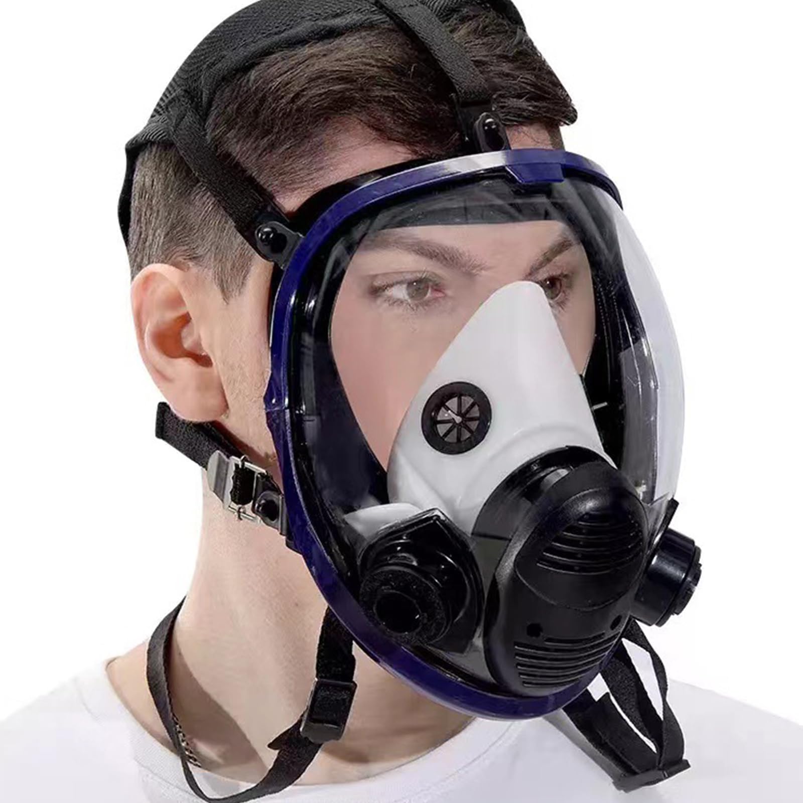 Protection intégrale du visage avec boîte de filtre et coton pour une respiration confortable industrielle et longue durée