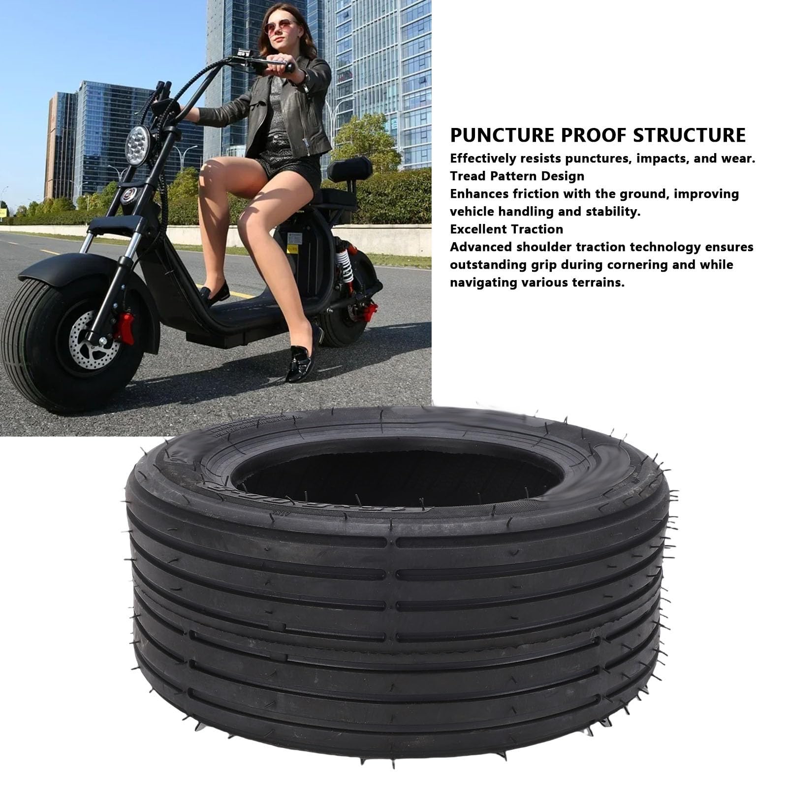 Neumático sin Cámara para Patinete Eléctrico, Cubierta de Rueda