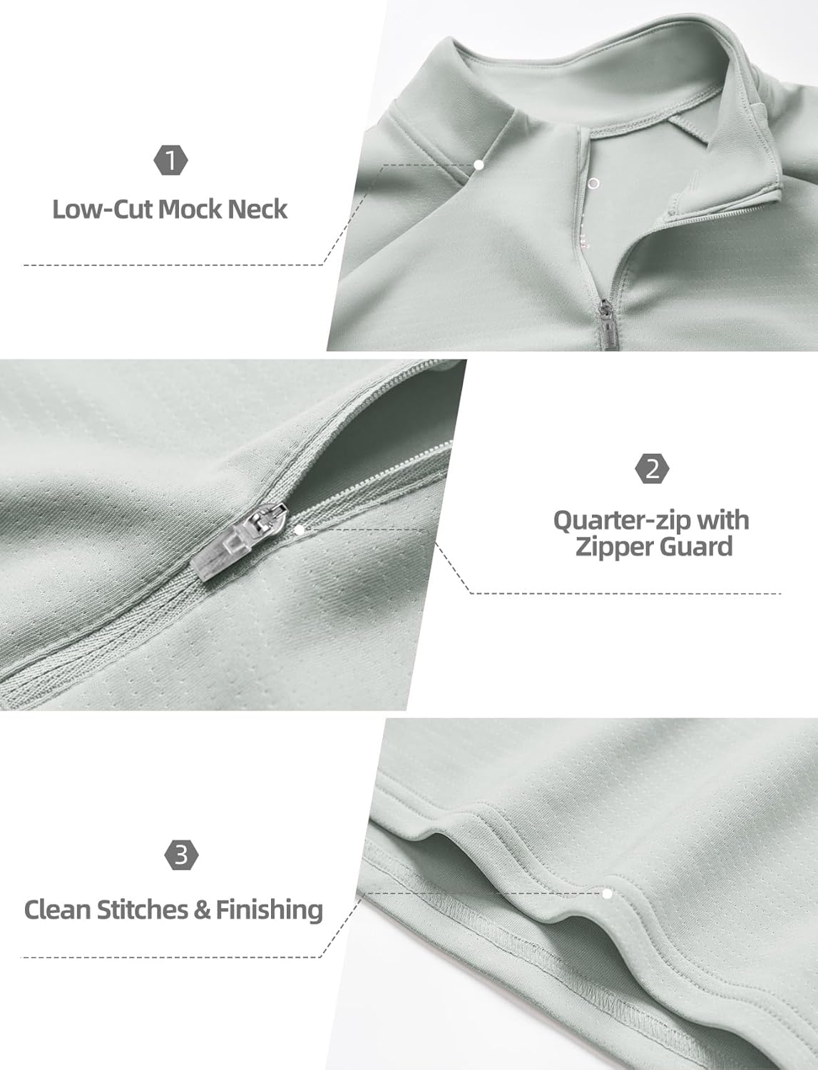 Zengjo Mens Quarter Zip Athletic Pullover Mid-Weight 1/4-Zip Running Workout Shirt Moisture Wicking - Image 5