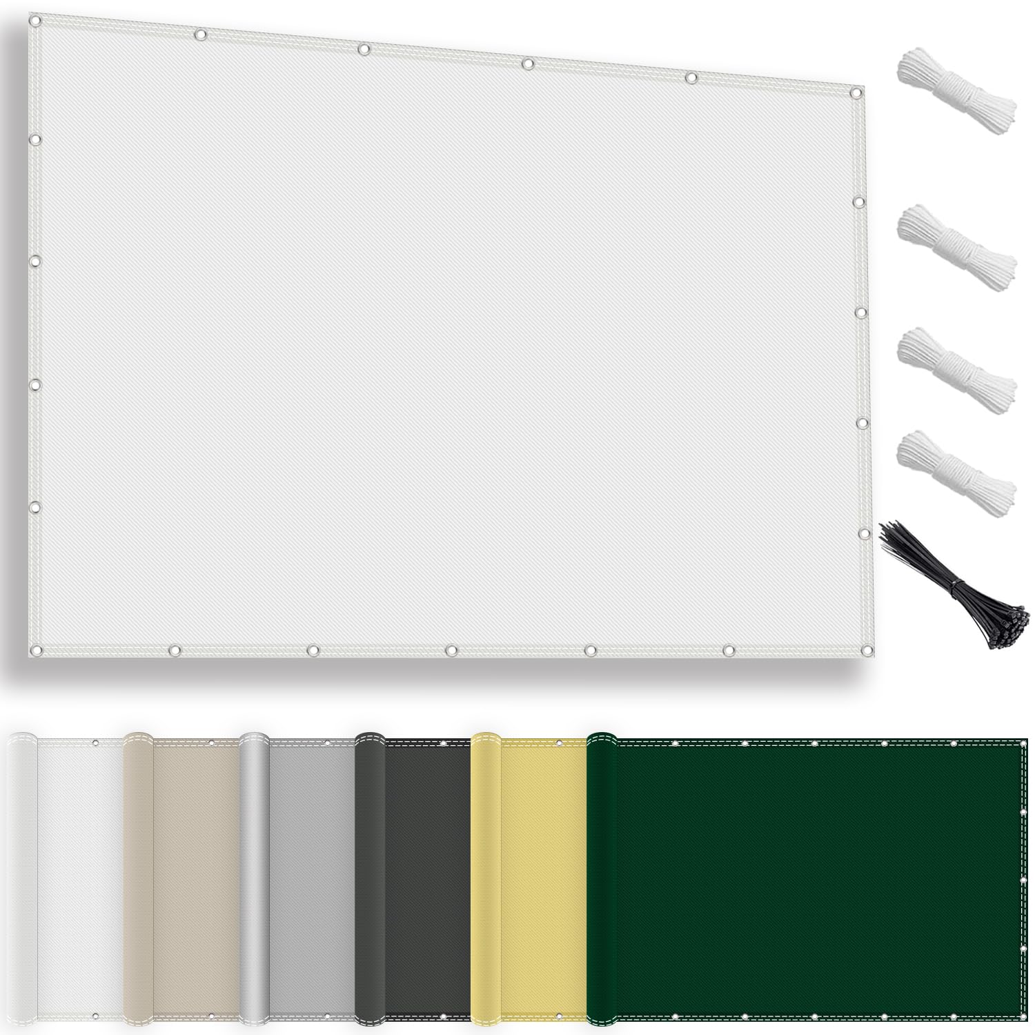 KLGFBDC Waterproof Rectangular Awning 4x5m UV Protection Patio Shade Weatherproof 100% Polyester Canopy with Eyelets & Rope No Drilling Required White Pergola Cover