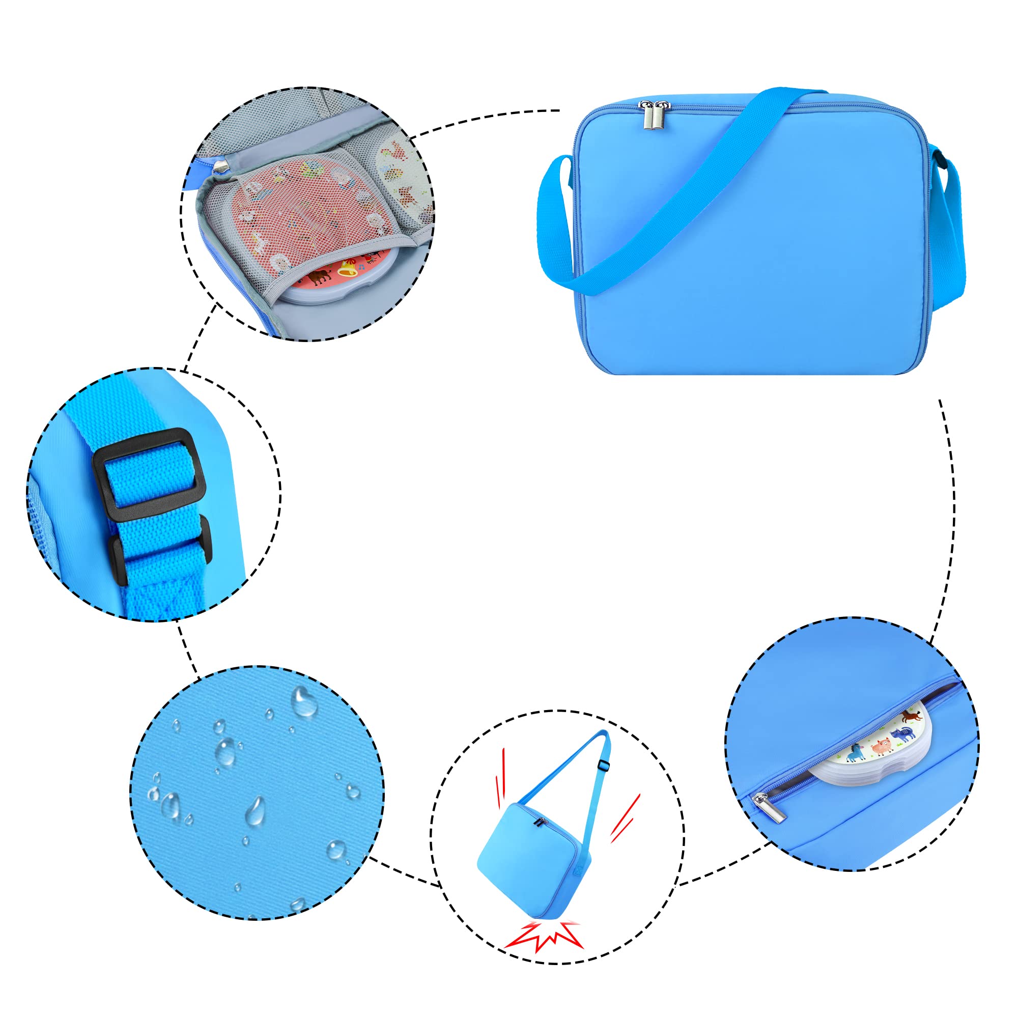 Annmore Tasche kompatibel mit TIMIO Starter Kit, Blau | Tragbar, mit mehreren Fächern für TIMIO, Kopfhörer und 20 Discs, zur Aufbewahrung und zum Transport