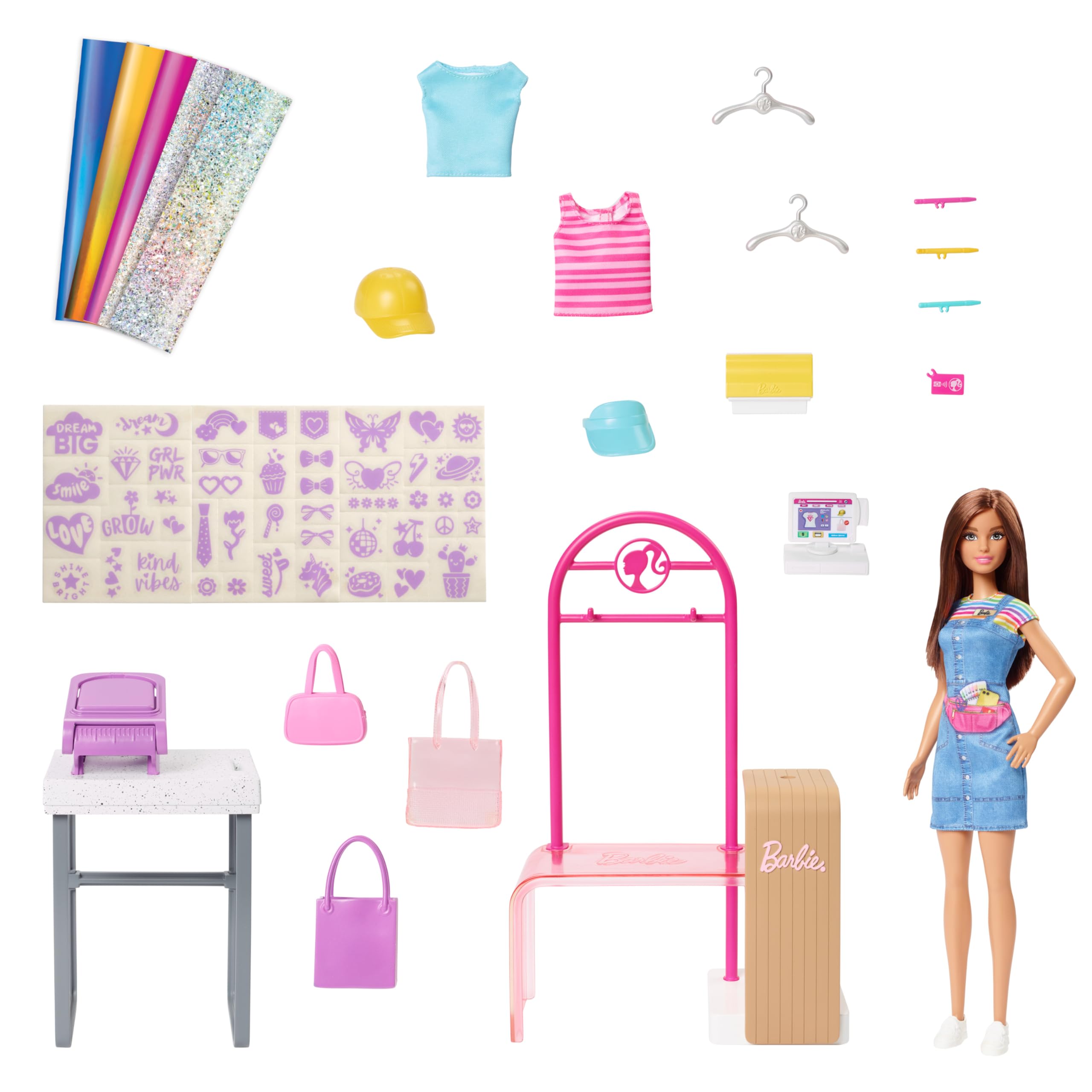 Barbie Coffret Boutique Créations avec Portant, Hauts, Chapeaux, Sacs À Main Et Autres Accessoires Inclus, Plus De 150 Looks À Créer, Jouet Enfant, A Partir De 3 Ans, HKT78