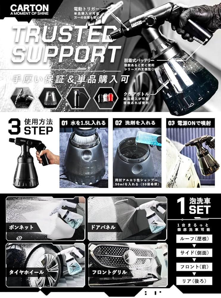 CARTON フォームガン　油膜除去機 Amazon.co.jp: CARTON 【公式】 SUPER DRY FOAM 『 洗車が今