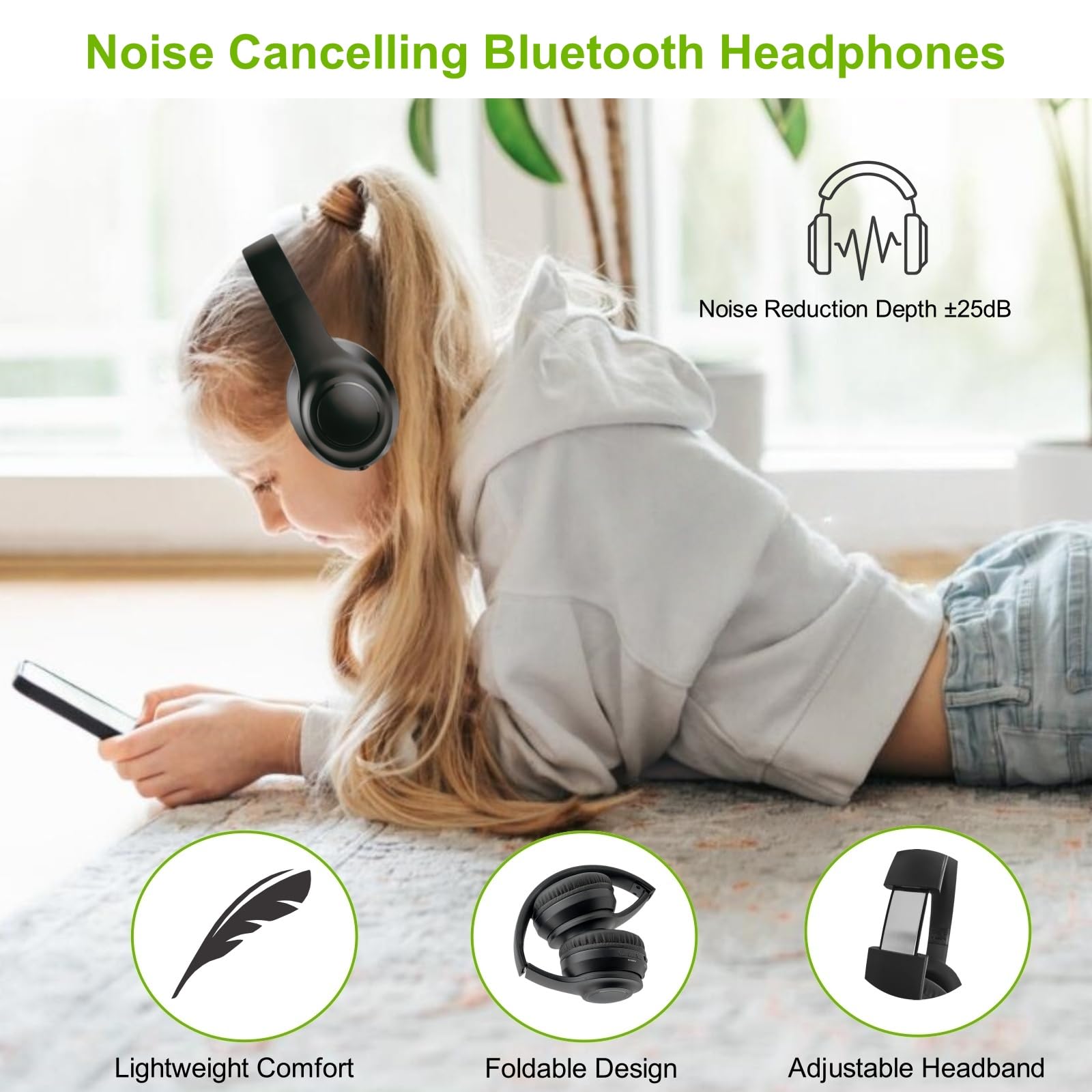 Cuffie Wireless per TV con Trasmettitore, Cuffie TV con Funzione di Riduzione del Rumore, Cuffie Bluetooth per TV con Microfono, Suono Stereo 30 Ore Di Riproduzione, Facile da Usare Comodo Per Anziani