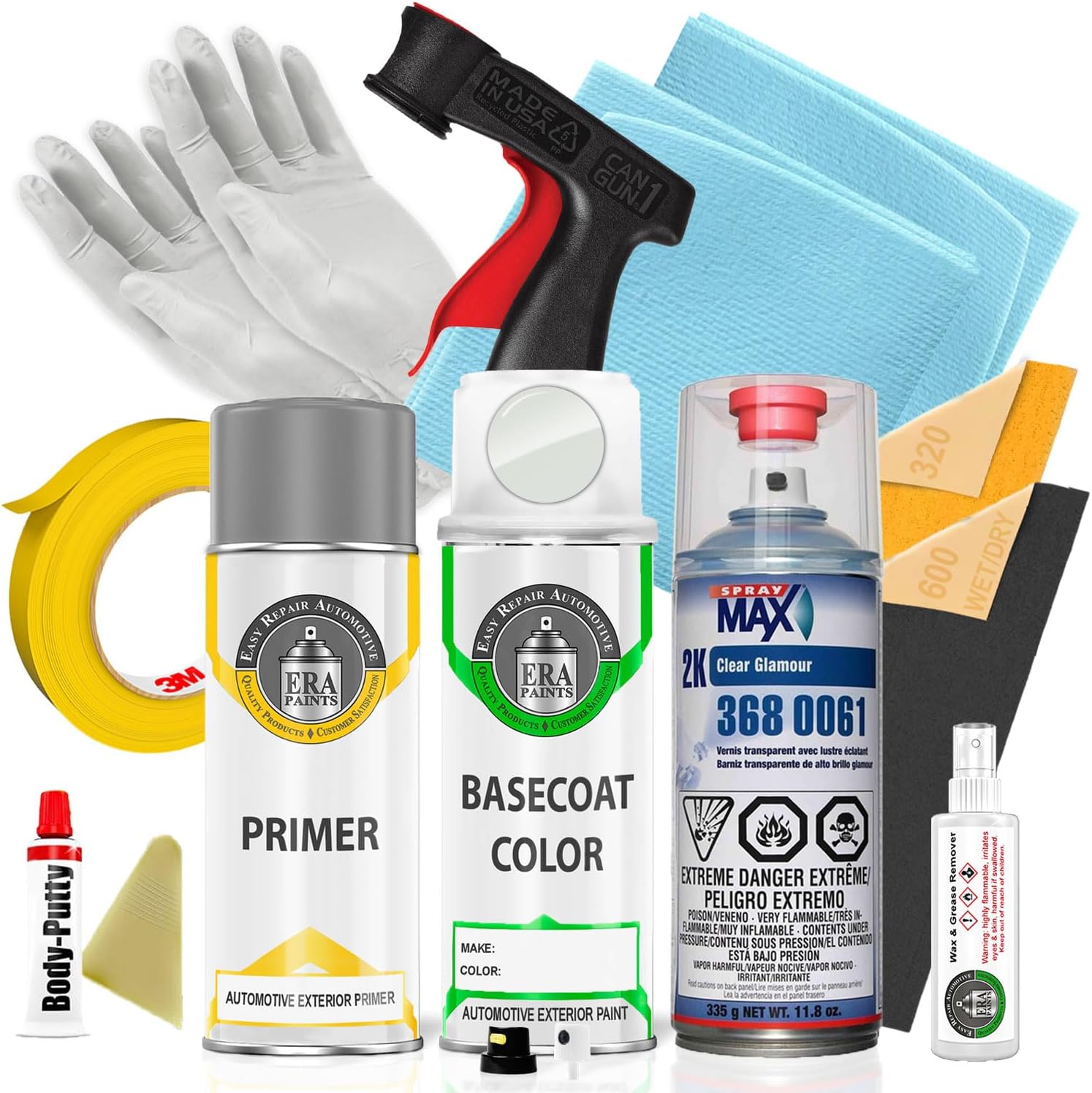ERA Paints PW7/GW7/W12 - Bright White for RAM Exact Match Automotive Spray Paint Spray - Pro Kit w/ 2K 3680061 Clearcoat