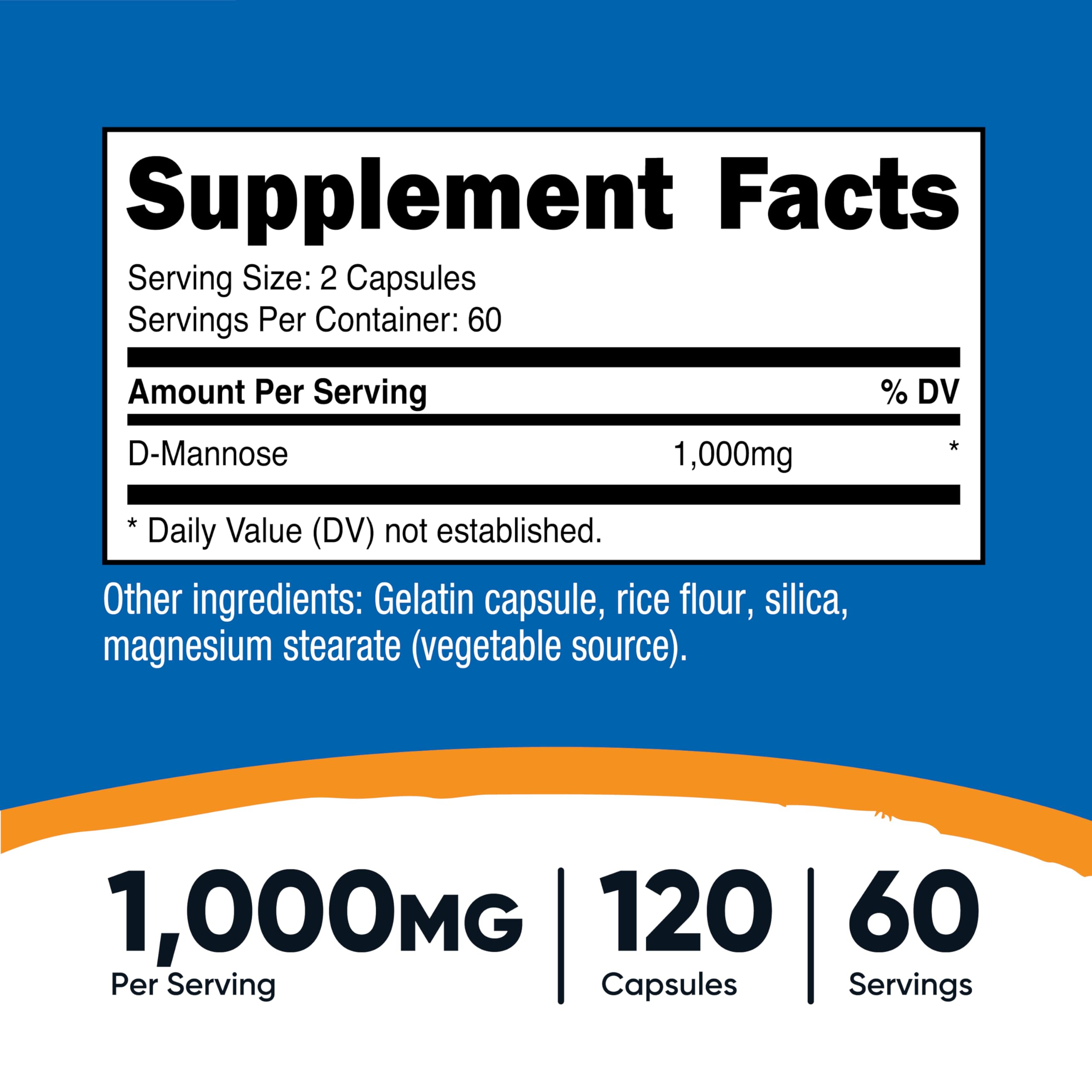 Nutricost D-Mannose (1,000mg Per Serving) 120 Capsules, 60 Servings — Amazon image 2