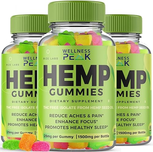 Paquete de 3 gomitas Wellness Peak, suplemento Wellness Peak de máxima fuerza, gomitas de cáñamo Wellness Peak mezcla de pemio, gomitas Wellness