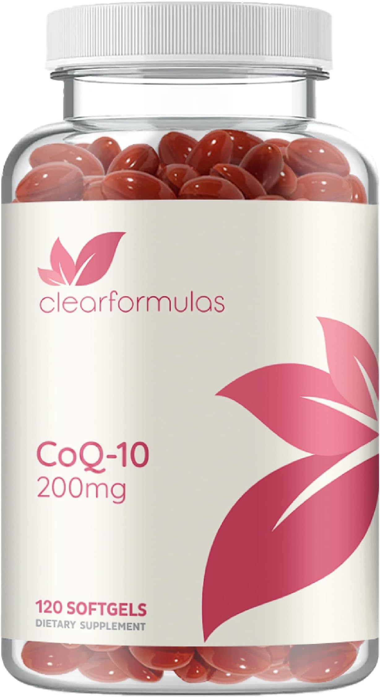 Clear Formulas Pure CoQ10 200mg Per Serving 120 Softgels Supports Heart Health & Helps Maintain Healthy Blood Pressure