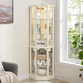 Lighted Corner Display Cabinet,Corner Curio Cabinet,Corner Display Case #E