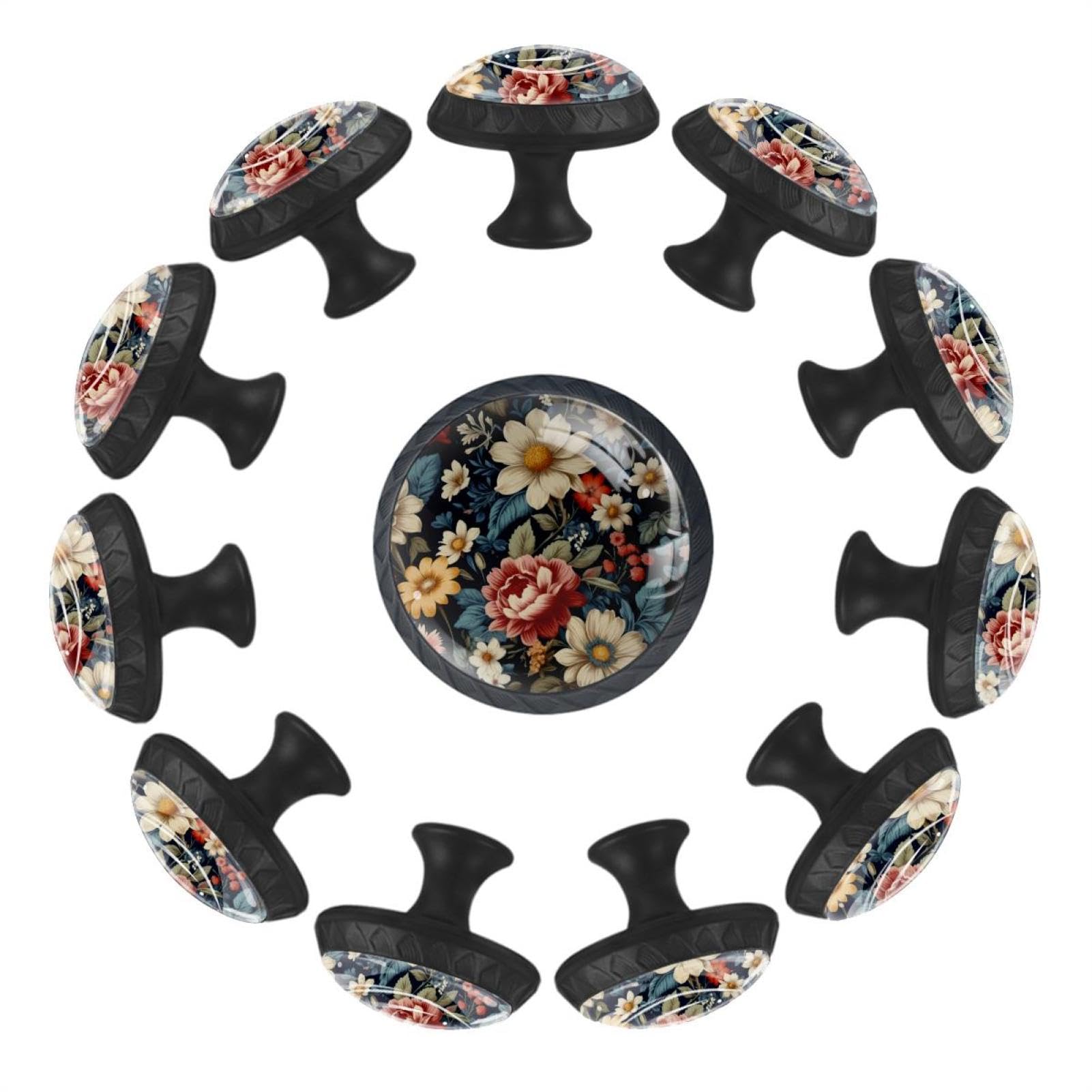 Boutons ronds pour placard de cuisine fleur lot de 12 pour relooker vos meubles