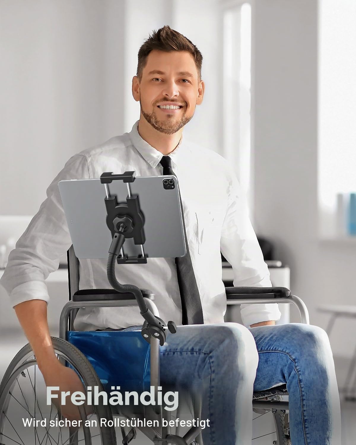 GDZN Tablet Halterung für Laufband, Heimtrainer Fahrrad, Spinning Bike, Rollstuhl, Kinderwagen, Kompatibel iPad Pro 12.9, Galaxy Tab, Kindle, Fire, Handys, 4.7-15.6" Tablets