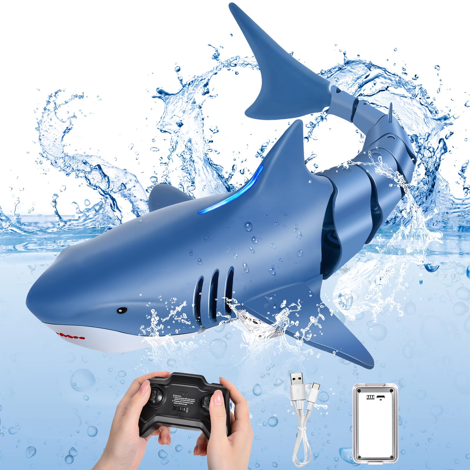 Bateau Télécommandé OBEST Mosasaure – 2.4GHz, Requin Jouet Pour Enfant – Gris