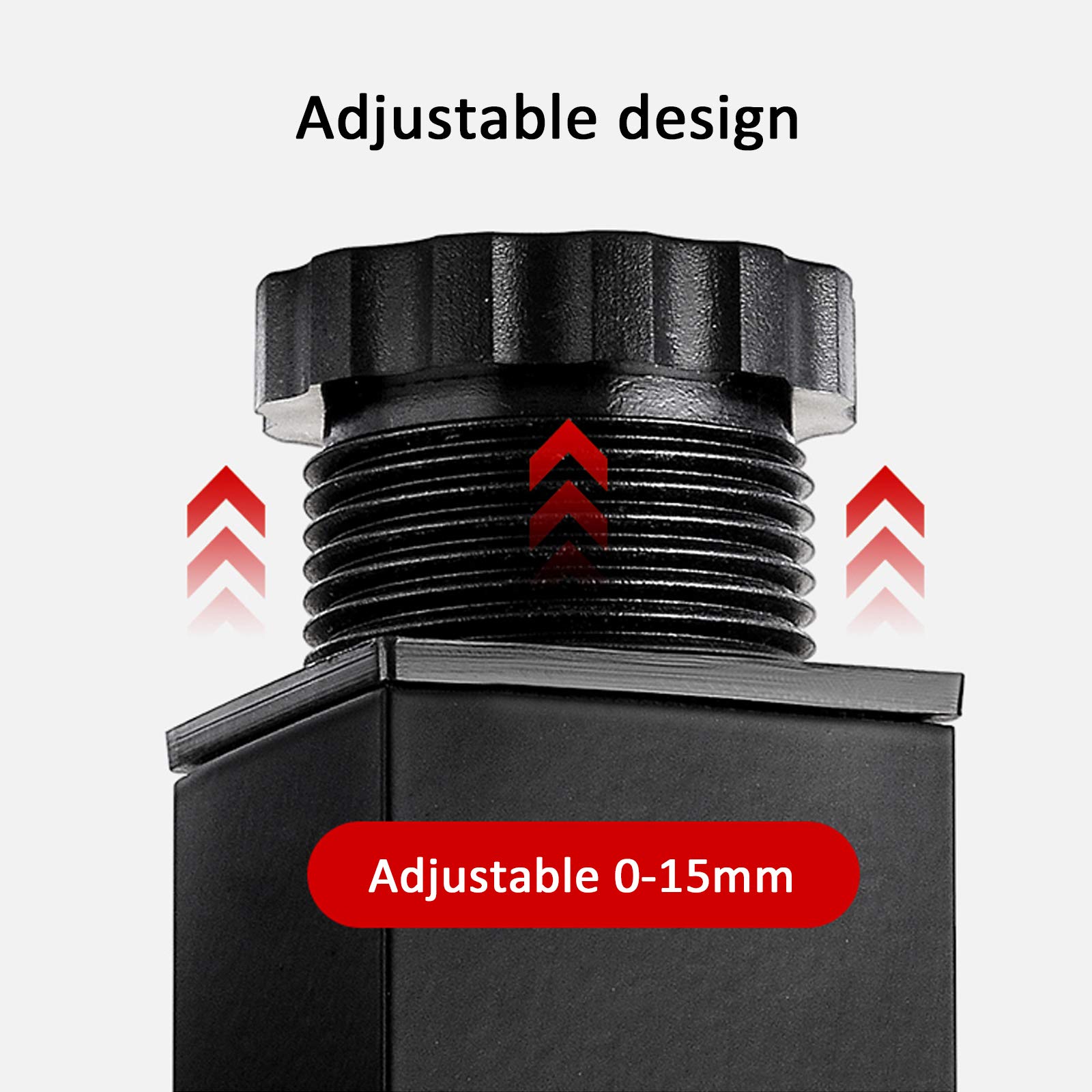 Regulowane nogi meblowe ze stopu aluminium do kwadratowej sofy stolika kawowego szafki łazienkowej 0 15 mm wysokość matowy czarny zestaw 4 (5 cm / 2in/2 cale) ze śrubami