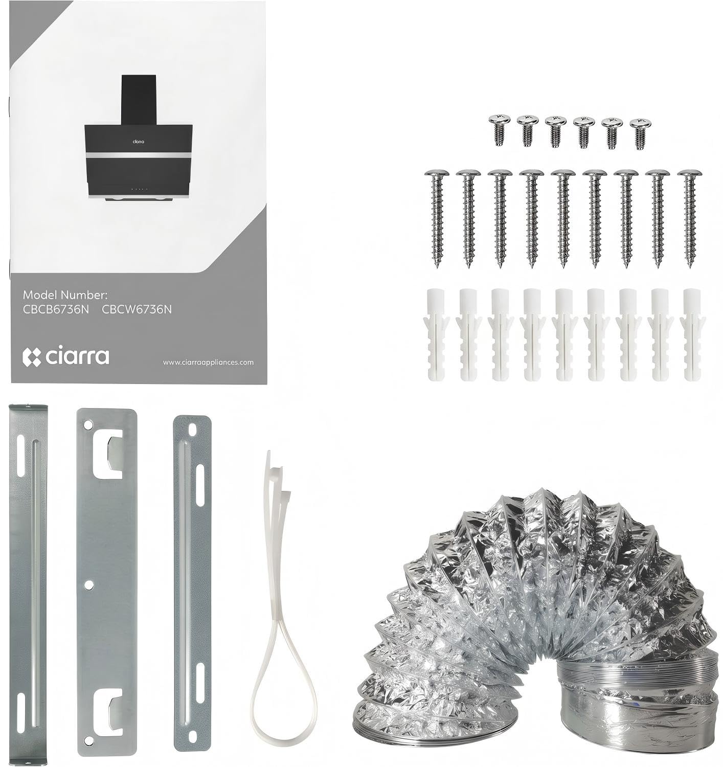 CIARRA Campana Extractora Inclinada 60 cm, A+++,650 m³/h,Touch,CBCW6736N | Blanco Panel Cristal Extractor | Recirculación/Evacuación | 4 Velocidades | Luz LED | Filtro Carbón CBCF003 No Incluido