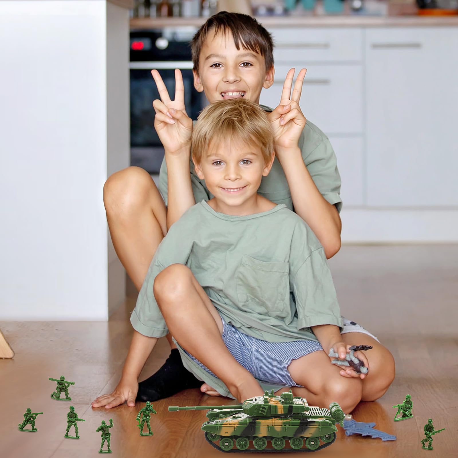 Toyvian Army Tank Toy, 14,5 cm lungo serbatoio modello giocattolo, modello di veicoli militari, giocattolo per bambini, regali per Natale e compleanno