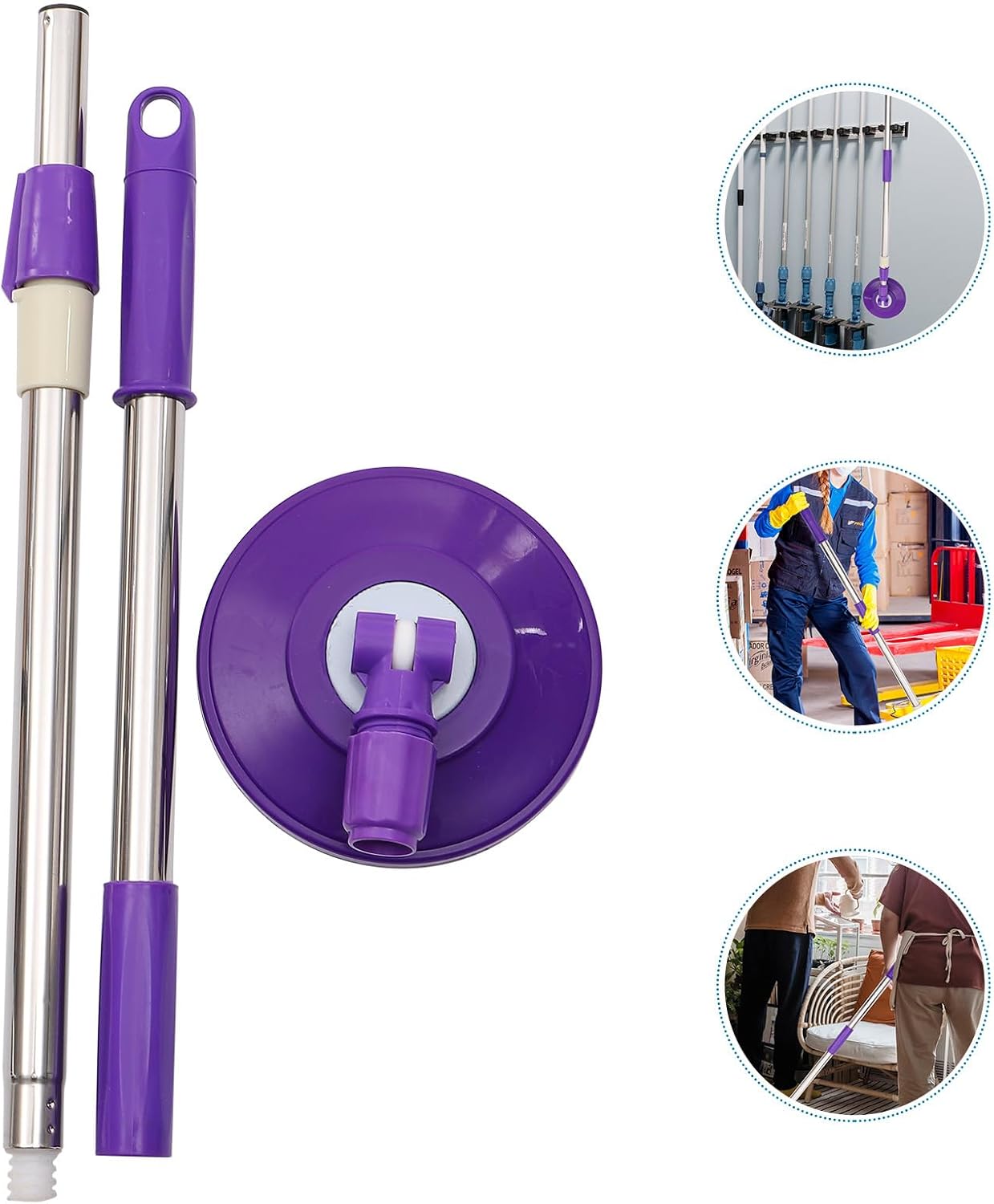 ULTECHNOVO Mop Pole Handle Replacement Stainless Steel Mop Pole Handle 360 Floor Cleaning Scraper for Home Office