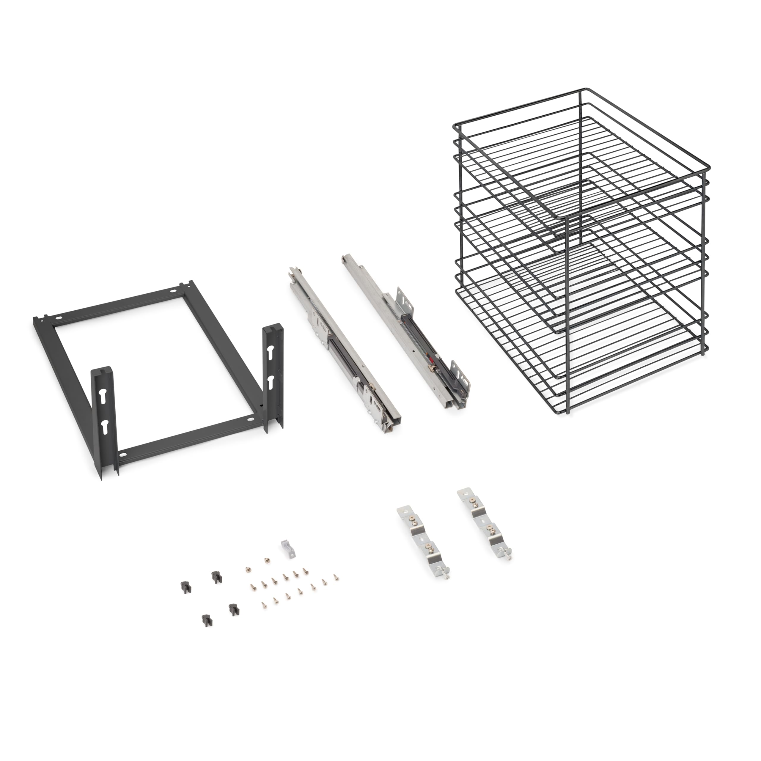 Emuca - Titane Pull-out rack for lower fixing with soft closing, for kitchen modules 400mm, Steel, Anthracite grey