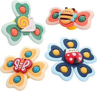 Vanmor Suction Cup Spinner Toy for Baby, 4 Pieces Fidget Spinner Spinning Top Suction Toy for Bathroom Window High Chairs Aeroplane Travel Sensory Toy for Toddlers 1-3 Birthday Gift