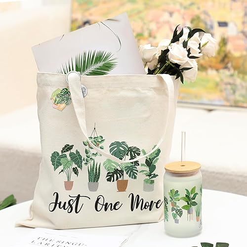 Miniatura 5 de Nefelibata Regalos para amantes de las plantas para mujeres, bolsa de mano Plant Lady de 16 onzas, taza de café helado Just One More con tapa de