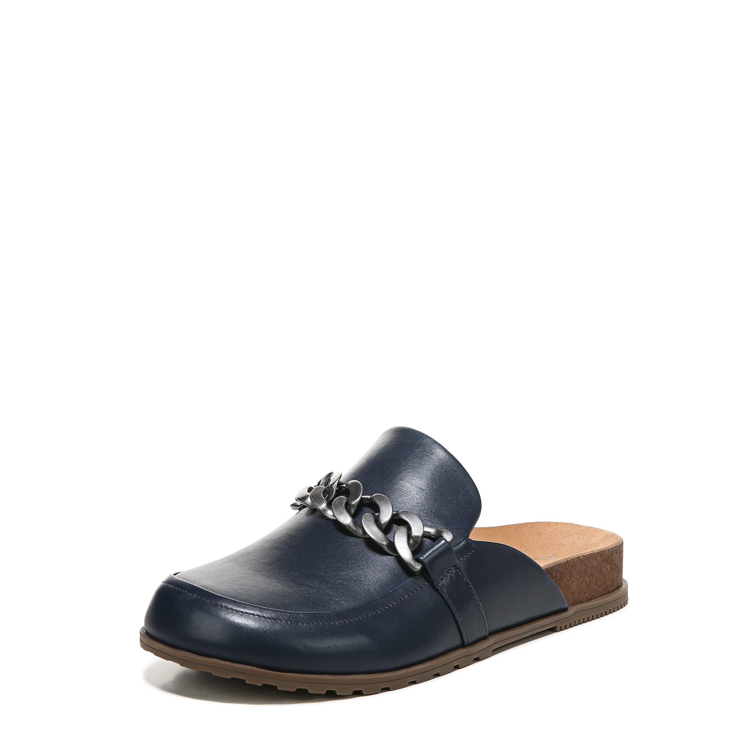VionicWomen's Joyful Georgie Slip On Leather and Suede Flats - Supportive Fashionable Mules That Includes an Orthotic Insole and Cushioned Outsole for Arch Support, Medium Fit, Sizes 5-11, Navy, 5.5 UK