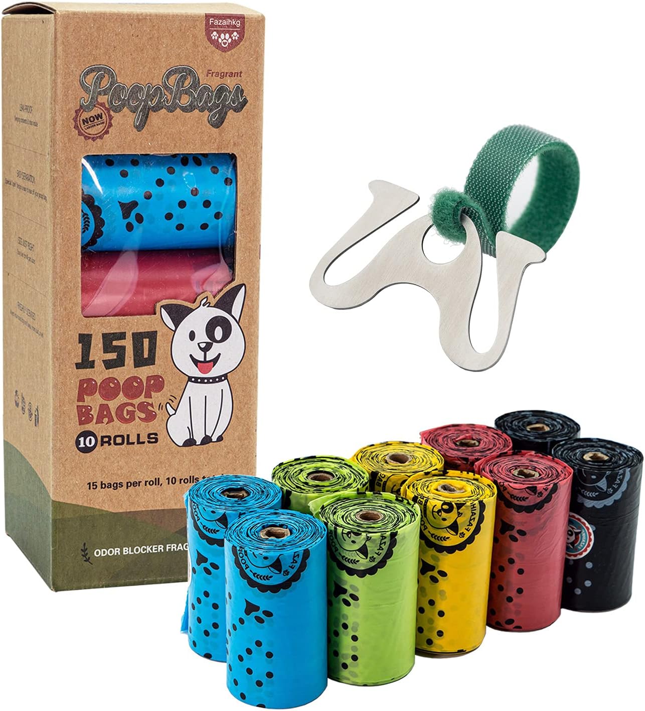 FAZAIHKG Dog Poop Bags Extra Thick Leak Proof Dog Waste Bags.Lavender-Scented Dog Poop Bags with EPI Additive，Doggie Poop Bag Carrier And Leash Clip Included…