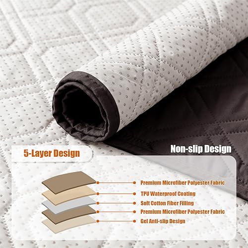 Miniatura 3 de Funda impermeable para reposabrazos de sofá, funda antideslizante para reposacabezas y reposabrazos de sofá, organizador de almacenamiento con 6