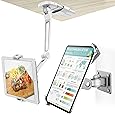 Macally 2-in-1 Kitchen Tablet Holder & Wall Mount iPad Stand / Under Cabinet Holder- Perfect for Recipe Reading on Countertop or Using on Office Desktop- Fits iPad Pro/Air Samsung Tab up to 7.5" Wide