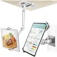 Macally 2-in-1 Kitchen Tablet Holder & Wall Mount iPad Stand / Under Cabinet Holder- Perfect for Recipe Reading on Countertop or Using on Office Desktop- Fits iPad Pro/Air Samsung Tab up to 7.5" Wide