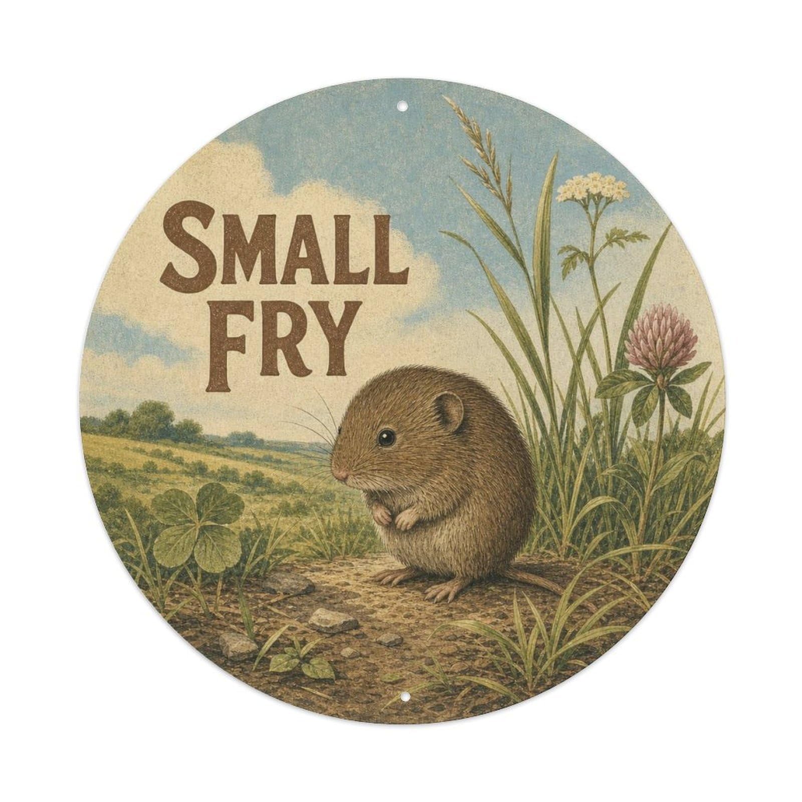 Okngb Style Vole Playful Pose Funny Animal Vintage Cartoon Rustic Metal Tin Sign Plaque Wall Decor For Cafe, Man Cave, Club Bar, Office, Home Garden Round Metal Poster 8X8inch