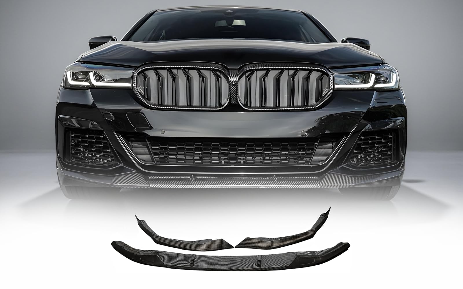 Mptuned Frontstoßstangenspoiler Frontspoiler Carbon-Look Kompatibel mit G30/G31 LCI 2021-2023 | Nur für M-Sport Stoßstange | Hochwertiger ABS-Kunststoff