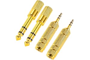 Jack Adapter , 4 Pack Headphone Jack 3.5mm 1/8 inch to 6.35mm 1/4 inch