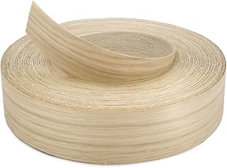 White Oak Edge Banding Veneer Roll – Typically 8 FT or Longer Continuous Segments, 1-1/2 Inch x 50 FT, Pre-Glued Real Wood, Sanded Smooth, Easy Iron-On for Furniture & Large DIY Projects