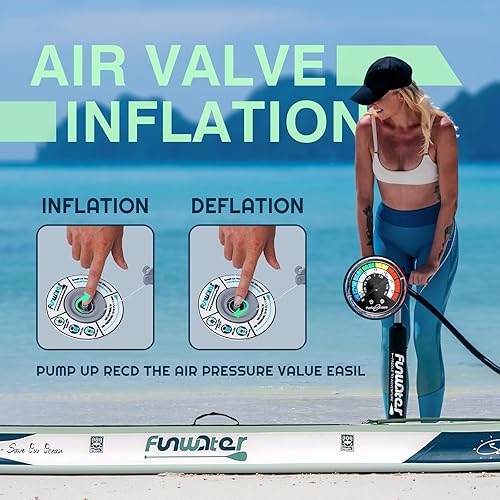 Vista 112 de FunWater Inflatable Stand Up Paddle Board with Premium SUP Paddleboard Accessories, Anti-Slip EVA Deck, 11'/10'6'' Paddle Boards for Adults & Youth