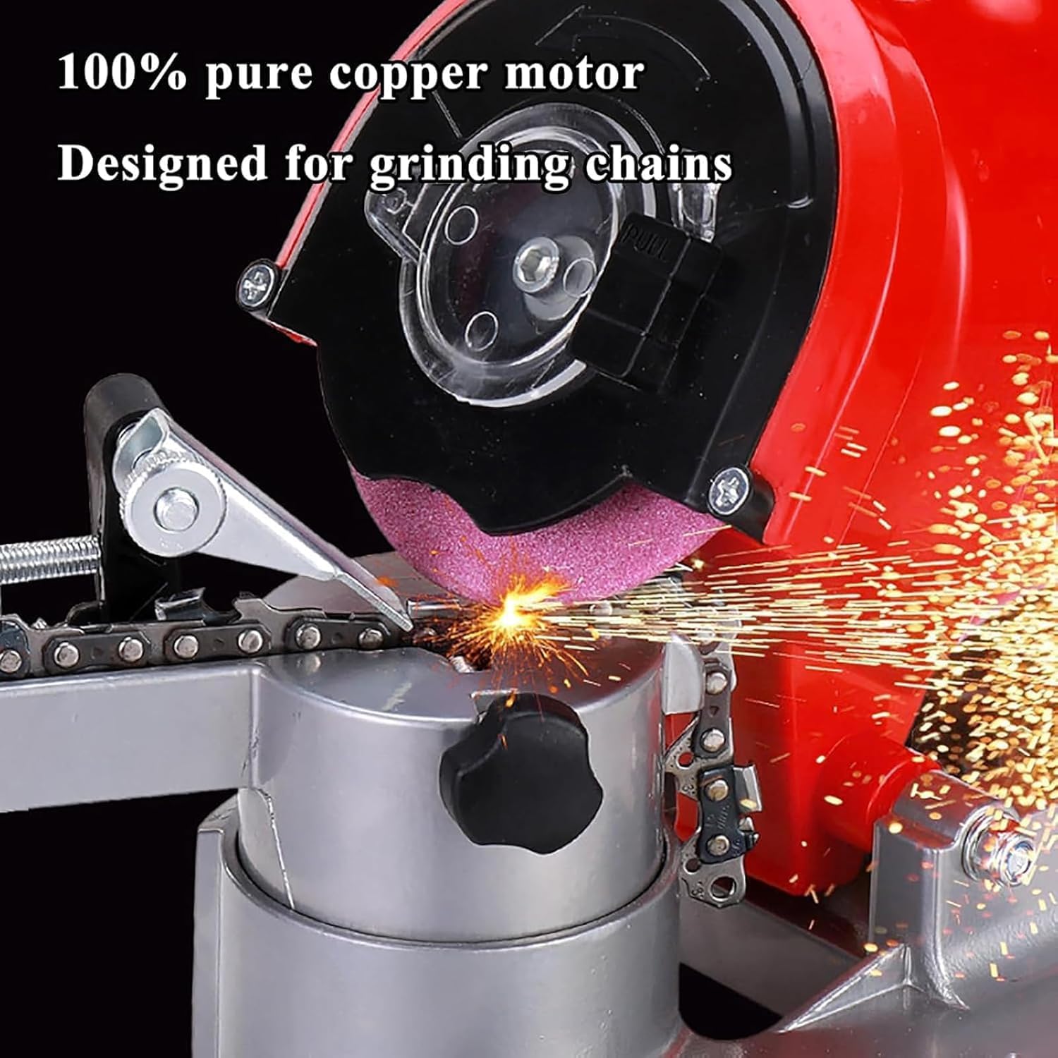 Afilador eléctrico de motosierra, herramienta de escritorio de 7500 RPM con posicionamiento de cadena ajustable para un rectificado rápido, fácil de usar