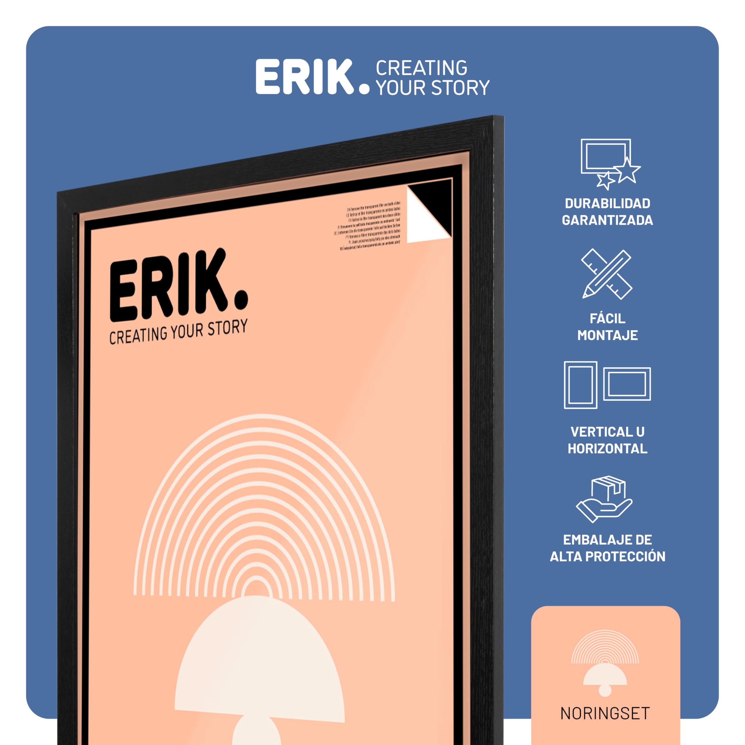 Grupo Erik Marco poster 61 x 91 5 cm negro - Marco madera | Marcos para cuadros - Decoracion hogar Apto para colgar posters de pared, laminas decorativas…