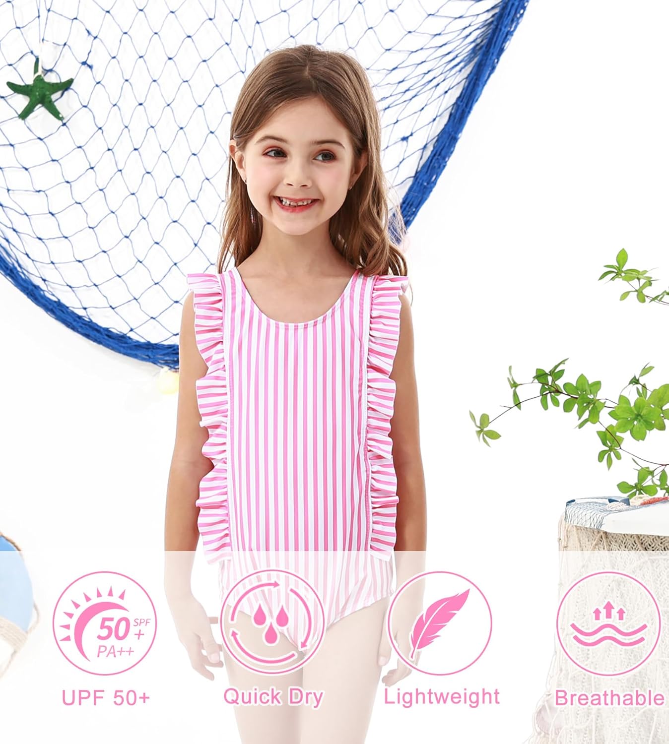 ALISISTER Toddler Little Girls Swimsuit Ruffle Bathing Suit One Piece Swimsuit Summer Swimwear 2-7 Years - Image 3