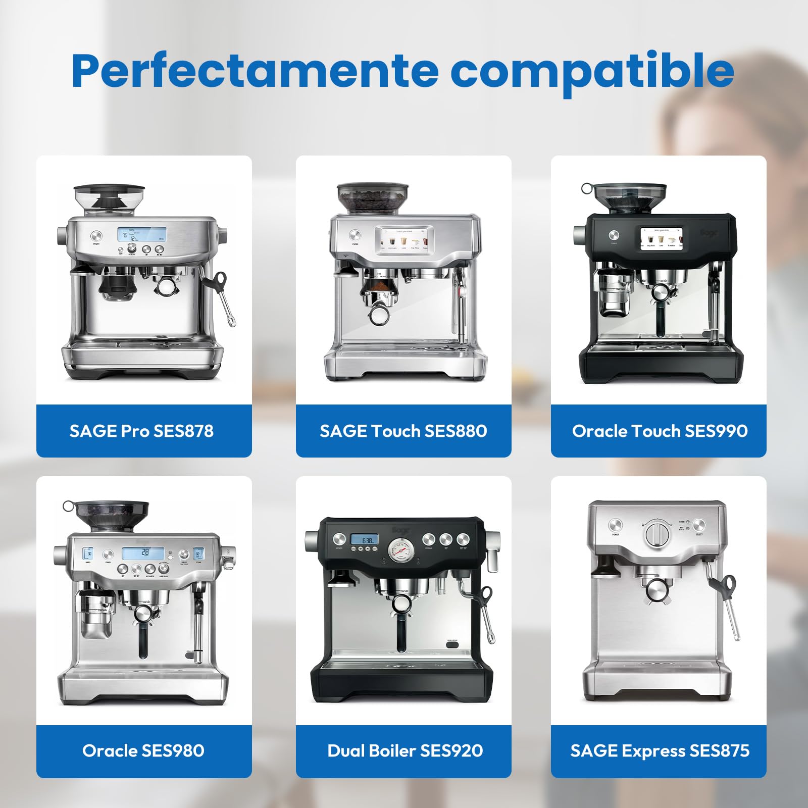 Filswa Filtros de agua de repuesto para máquinas de café Sage SES 990/980/500/878/875/880/920/810, compatibles con modelos BES008, Barista Express, Pro, Touch, Bambino, Oracle