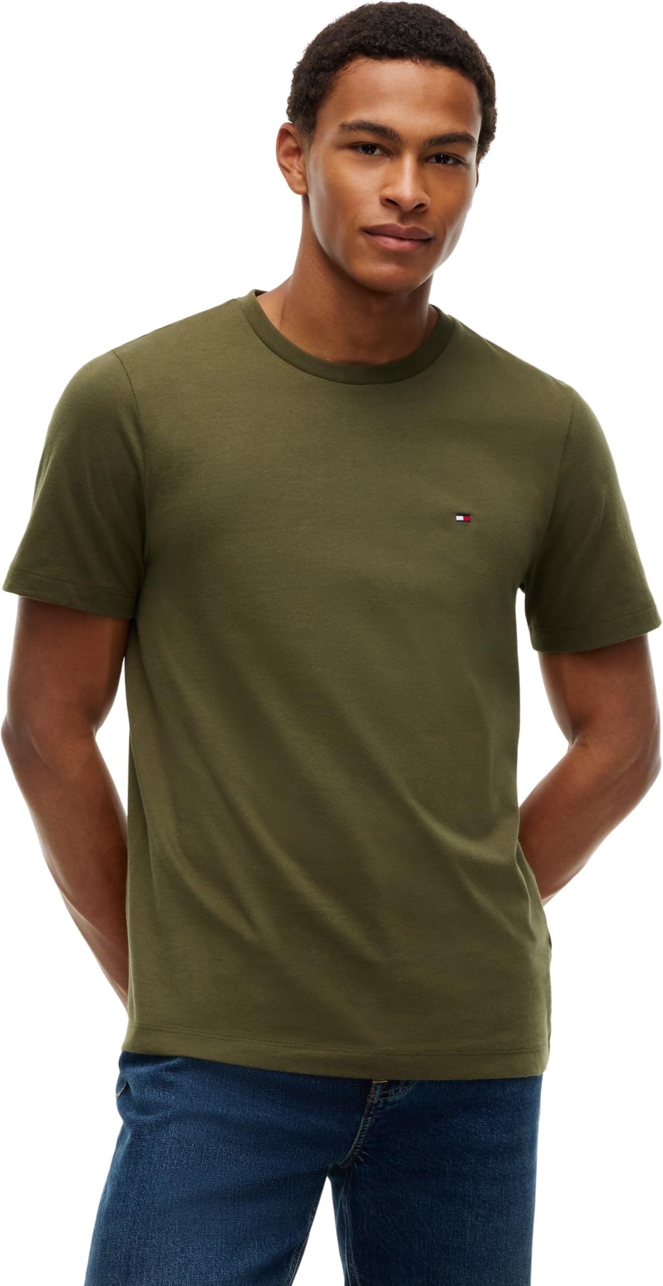 Tommy Hilfiger Herren-T-Shirt ESS Seasonal Reg Fit Solid Tee Mw0mw39995 S/S, Huntsman Green, M