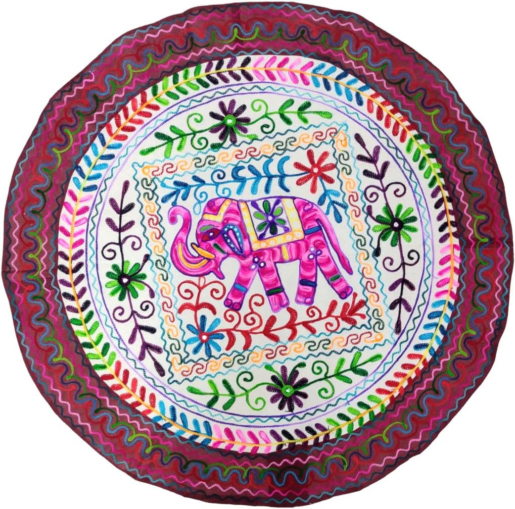 Purpledip Cotton Tapestry 'Royal Welcome': Vintage Embroidery Table Cover Or Wall Hanging (11363)