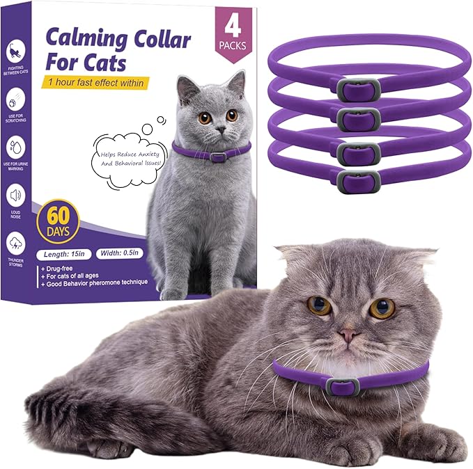 4 Pack Calming Collar for Cats, Cat Pheromone Calming