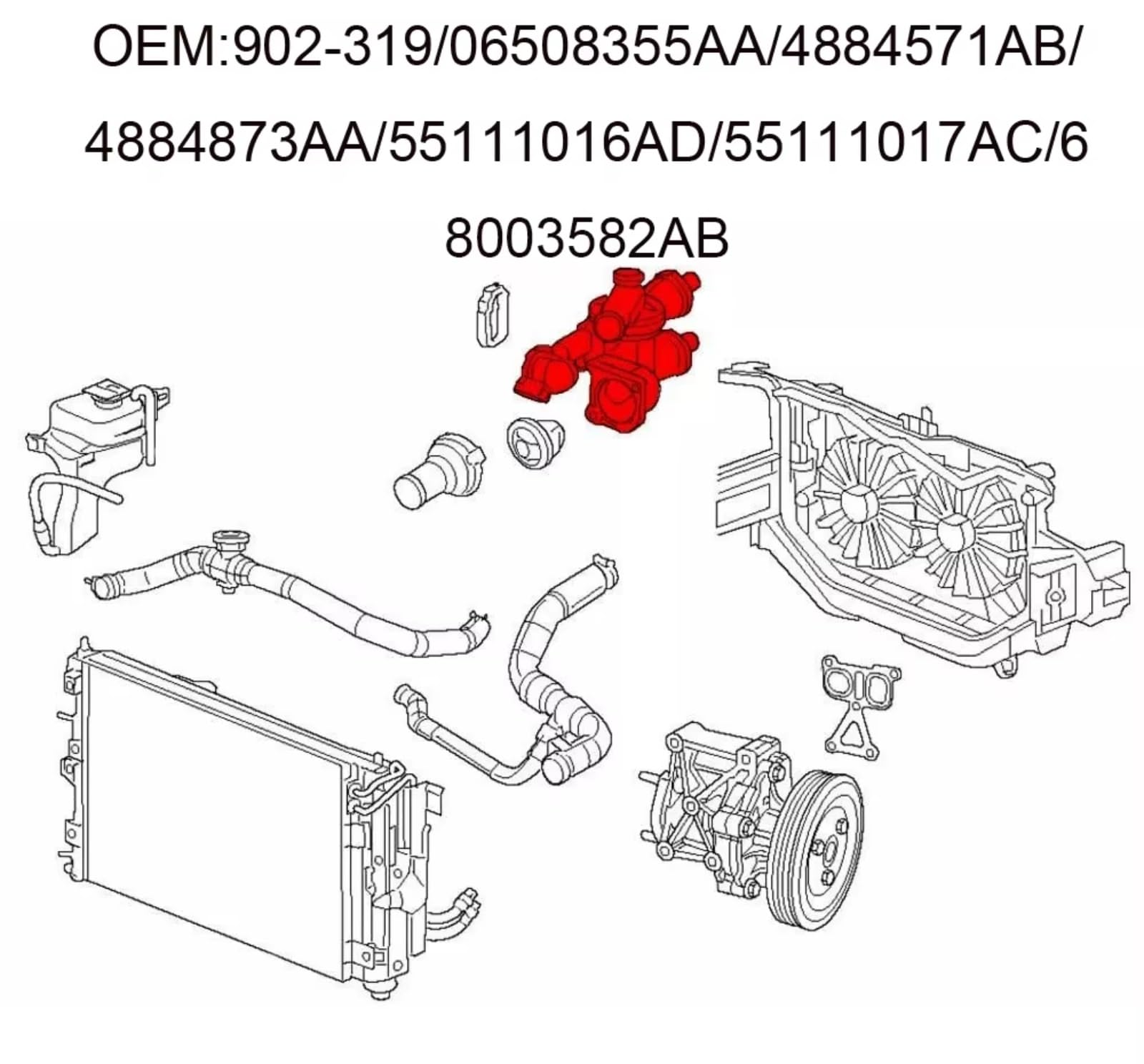Custodia Termostato Liquido Raffreddamento 902-319 Compatibile Con Jeep Per Compass Per Patriot 2009 2010 2011 2012 2013 2014 2015 2016 2017 68003582AB Refrigerante Termostato auto