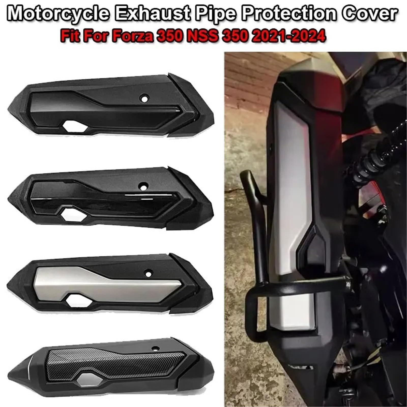 Osłona termiczna Pasuje do motocykla Forza 350 NSS 350 2021-2024 Osłony rury wydechowej motocykla Osłona termiczna(Carbon Fiber Look)