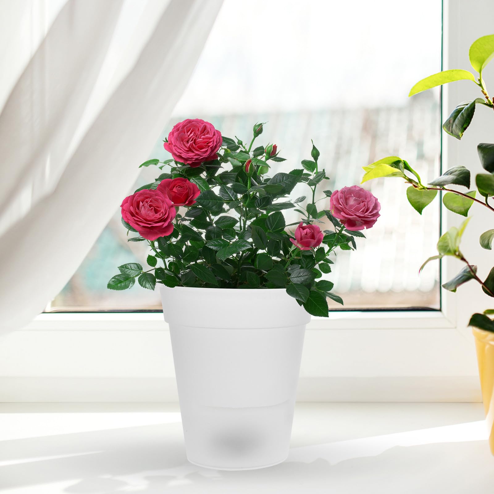 Vaso da Fiori Solare Luce LED Bianca, Resistente all'Acqua in ABS, Lampada Decorativa da Giardino Creativa per Esterni e Illuminazione Notturna Elegante
