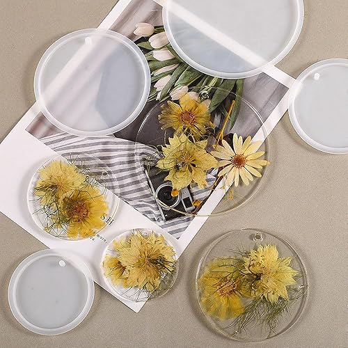 Miniatura 2 de 4 moldes redondos de resina de cavidad profunda, moldes epoxi para posavasos de silicona, molde de fundición grande para campanillas de viento,